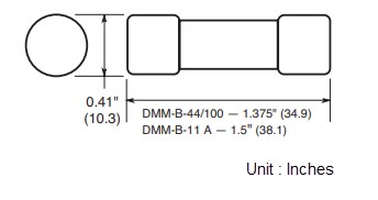Mechanical Drawing - Bussmann / Eaton DMM-B Fast-acting Fuses
